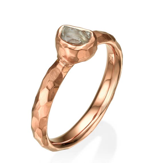 Raw Engagement Ring, Rose Gold Rough Diamond Engagement Ring