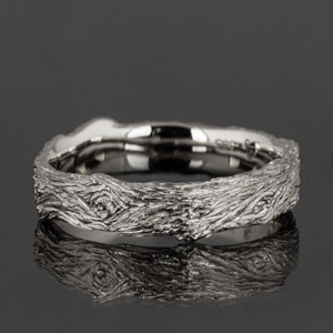Twig Ring, 18K White Gold Ring, unisex ring, wedding ring, wedding band, bark ring, wood ring