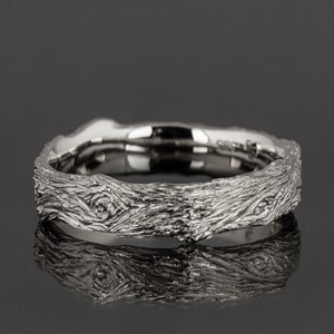 Zweig Ring, 18K Weißgold Ring, unisex Ring, Ehering, Ehering, Rindenring, Holzring