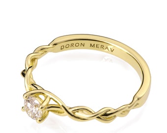 Geflochtener Verlobungsring, 18K Gold und Diamant Verlobungsring, keltischer Ring, Verlobungsring, einzigartiger Verlobungsring, keltischer Diamantring