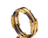 Gold Wedding Band, Men's 18K Gold and Oxidized Silver Wedding band,steampunk , Wedding ring, black ring, Games Of Thrones Jewelry, 3