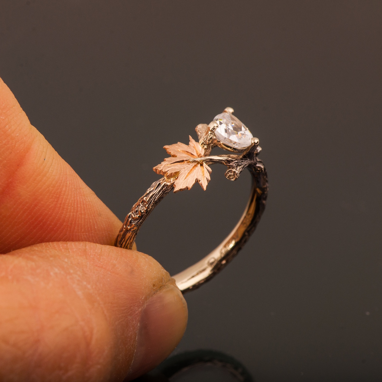 Twig and Leaf Engagement Ring Twig Engagement Ring Maple Etsy