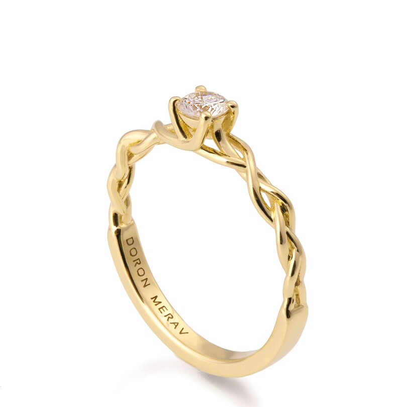 Braided Engagement Ring 18K Gold and Diamond Engagement Etsy