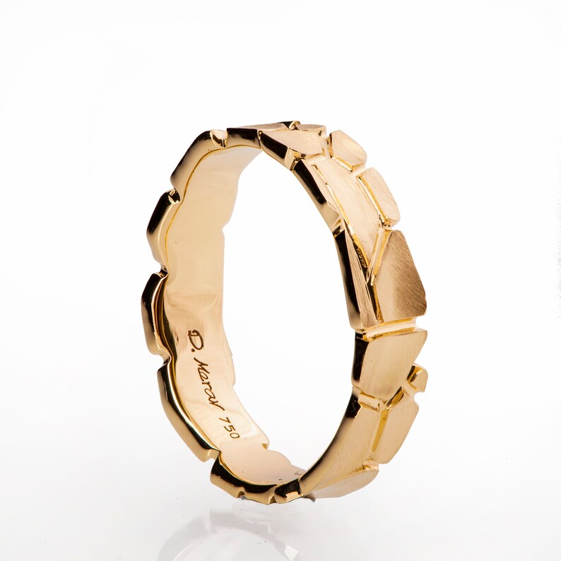 Rose Gold Wedding Ring Rose Gold Wedding Band Textured Band Etsy