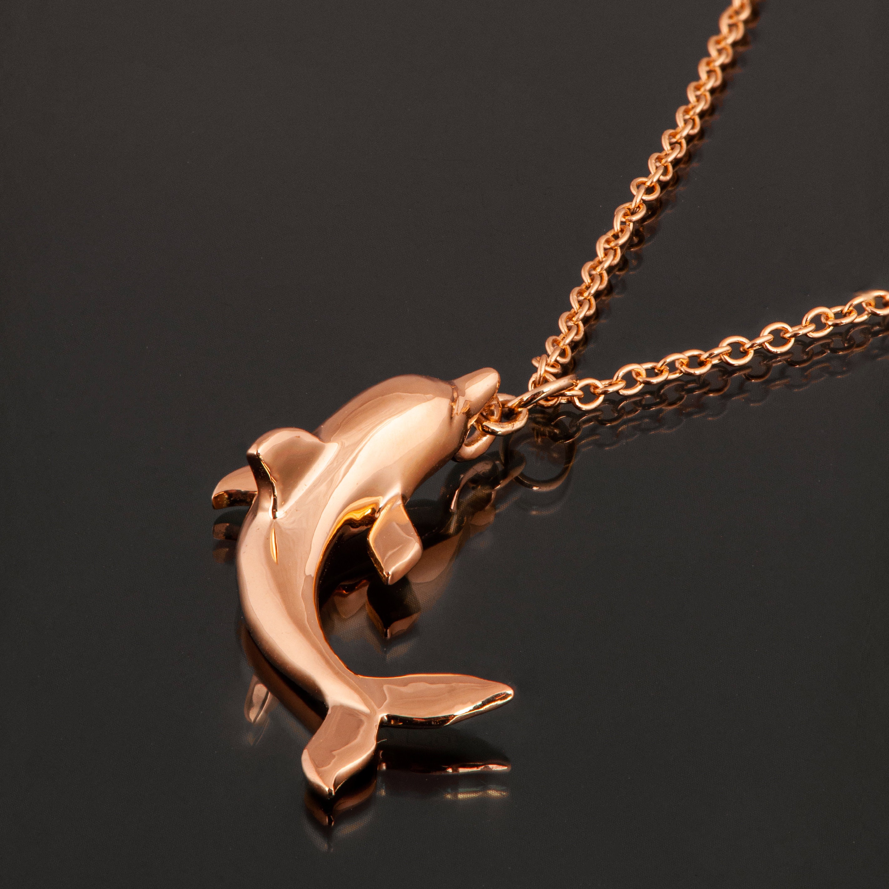 Dolphin Pendant 18K Rose Gold Pendant 18K Gold Necklace Fish Gold Pendant Marine Necklace Sea Pendant Pisces Etsy