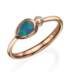 Rose Gold Opal and Diamond Ring