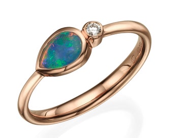 Rose Gold Opal and Diamond Ring