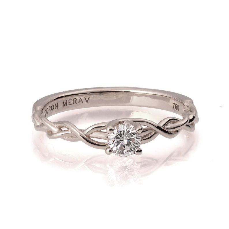 Merav Rings Braided Engagement Ring, 18K White Gold and Diamond Engagement Ring ...