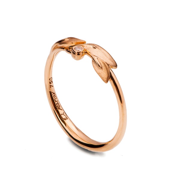 Leaves Diamond Ring 18K Rose Gold and Diamond Engagement Ring