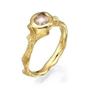 Twig Engagement Ring, 18K Gold and Rough Diamond engagement ring, Unique Engagement ring, rough diamond ring,raw diamond, Conflict free, 4