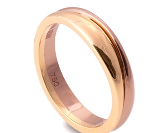 Two Tone Wedding Band, Unique wedding band, Wedding Ring , Wedding Band , Men's Ring, Rose Gold Band, wave band, 18K solid gold band, 2