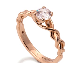 18K Rose Gold und Diamant Verlobungsring, einzigartiger Diamantring, kletischer Verlobungsring, 0,5ct Diamantring