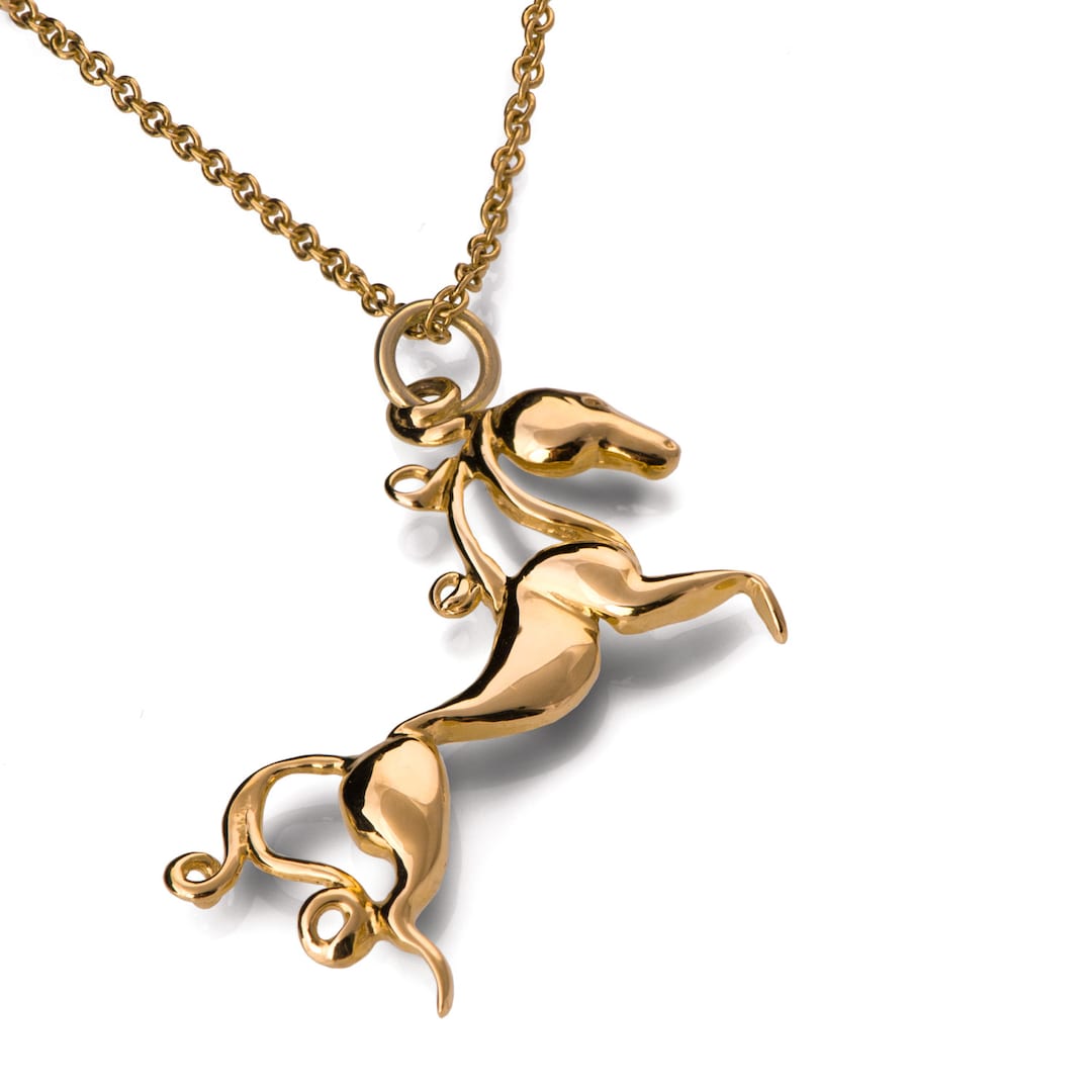 Horse Pendant, 18K Gold Pendant, 18K Gold Necklace, Horses Gold Pendant