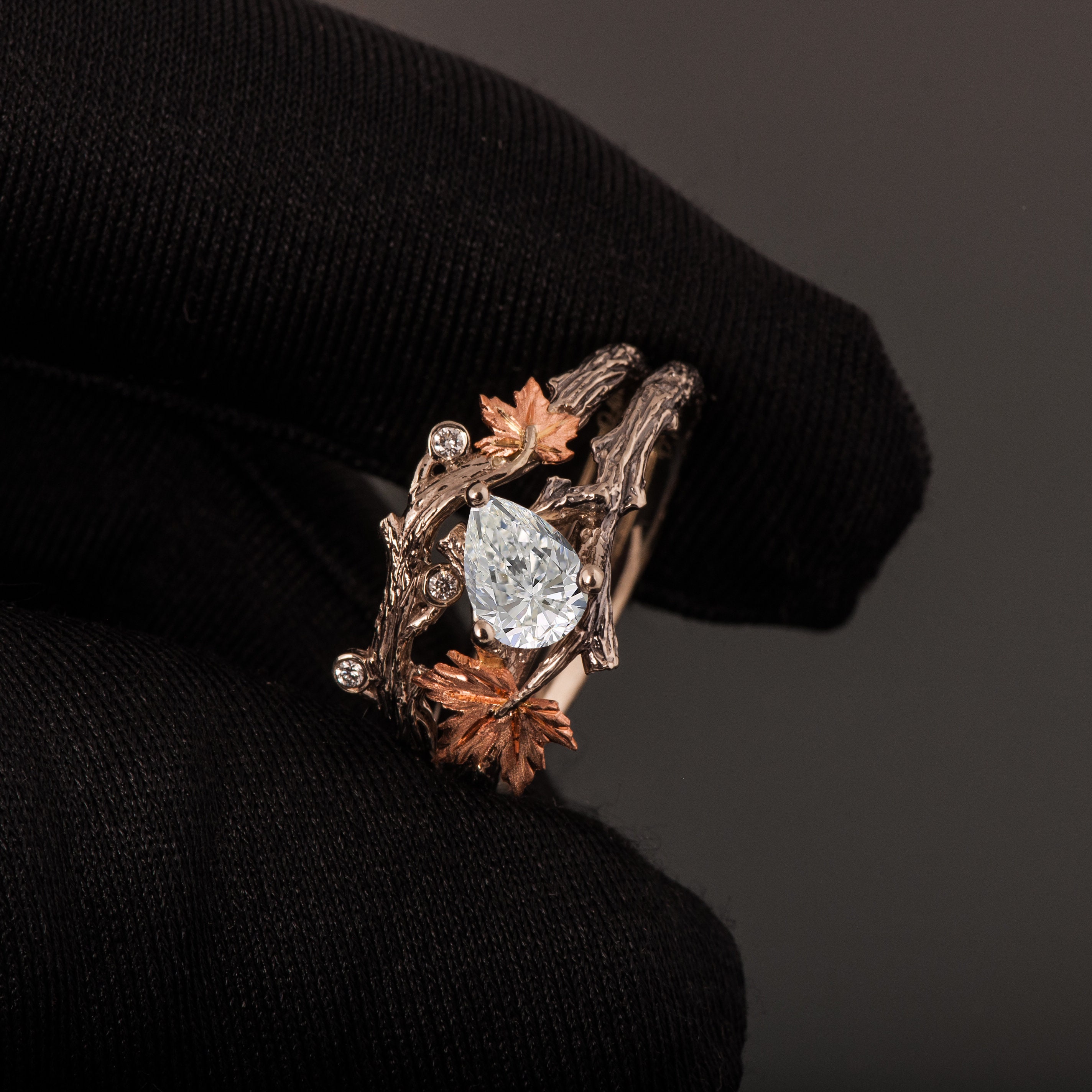 Twig and Leaf Engagement Ring Twig Bridal Set Maple Leaf | Etsy