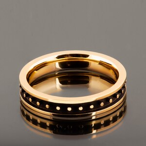 Men's Wedding Band, Black Band, 18K Gold Band, Steampunk wedding band image 2