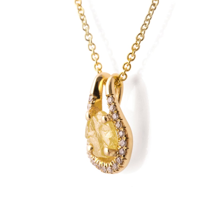 Raw Diamond Pendant, 18K Gold and Rough Diamond Pendant, Unique Pendant, rough diamond necklace, raw diamond necklace image 3