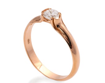 18K Rose Gold und Diamant Verlobungsring, keltischer Ring, Verlobungsring, Ehering, Kronenring
