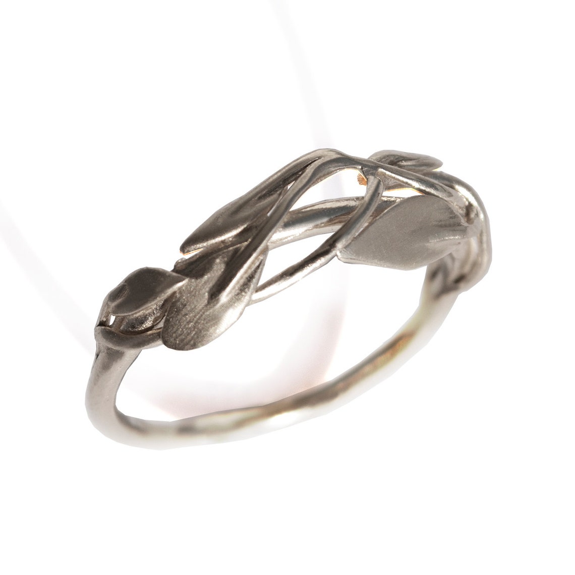 Leaves Ring18k White Gold Ring Leaf Ring Unisex Ring Etsy