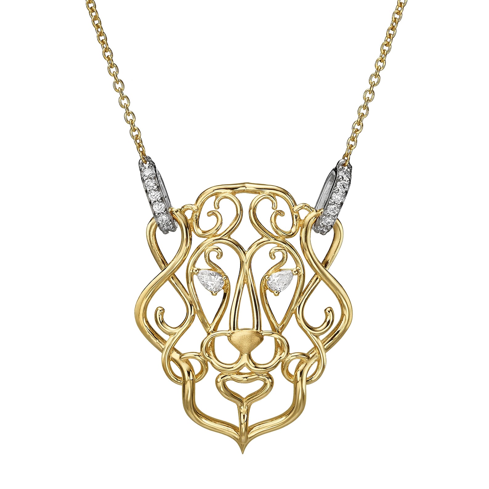 Lion Pendant Solid Gold Lion Pendant Large Lion Pendant Etsy