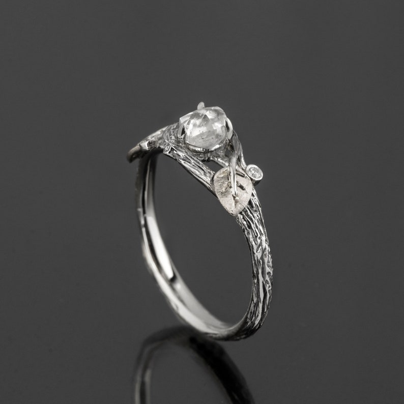 Rough Diamond engagement ring, Twig and Leaf Engagement Ring, raw diamond ring, Unique Engagement ring, rough diamond ring, uncut image 6