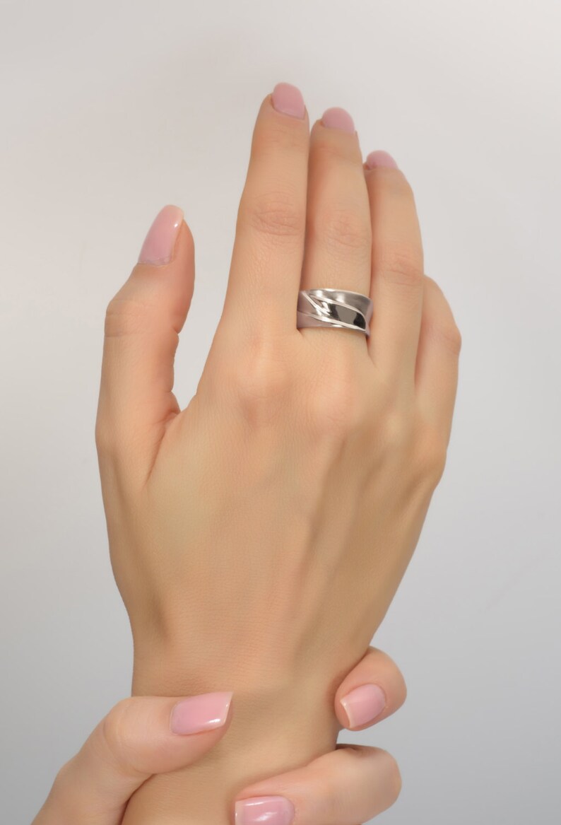 Waves No.4 18K White Gold Ring Unisex Ring Wedding Ring Etsy