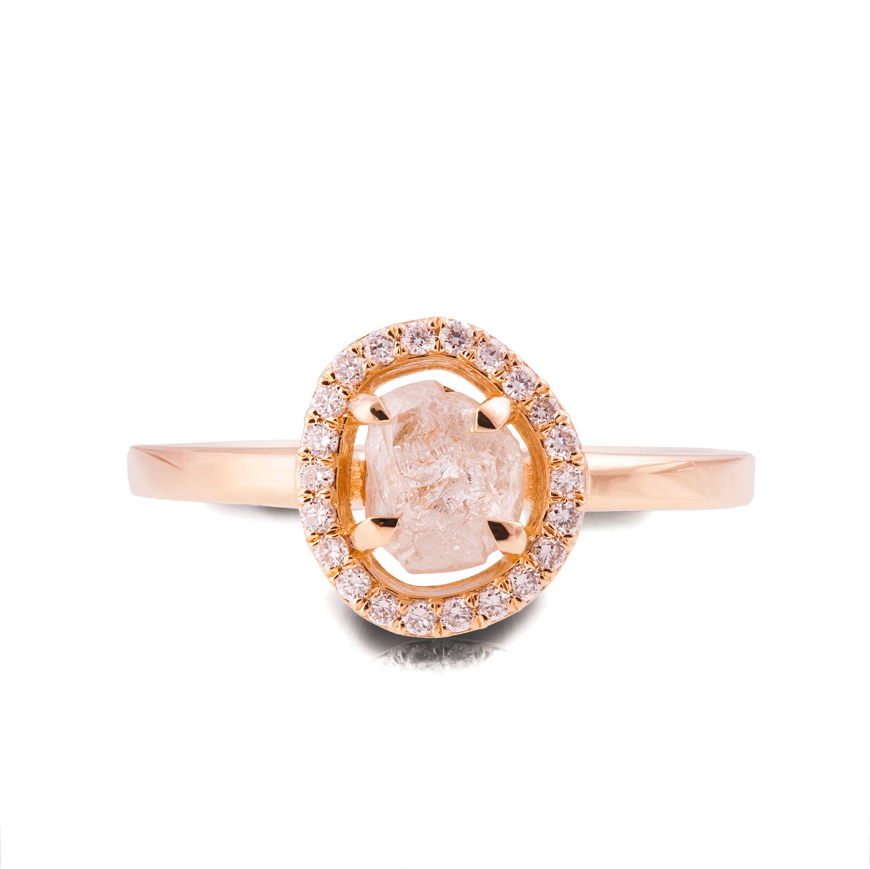 Raw Diamond Ring 18K Rose Gold Rough Diamond Engagement Ring Etsy