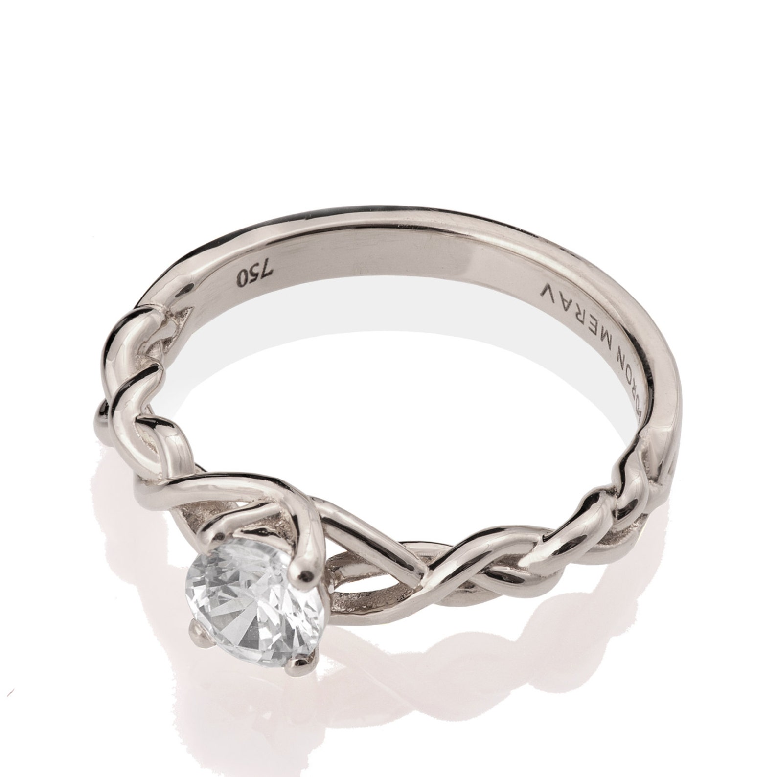 Braided Engagement Ring 18K White Gold and Diamond Etsy