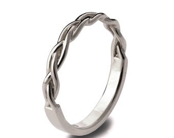 18K White Gold Braided Wedding Band