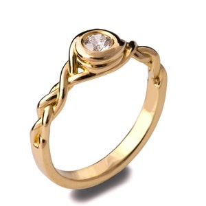 Braided Engagement Ring - 18K Gold and Diamond engagement ring, celtic ring, engagement ring, wedding band, promise ring, 5