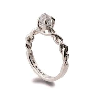 Raw Diamond Engagement Ring - 18K White Gold and Rough Diamond engagement ring, Unique Engagement ring, rough diamond ring