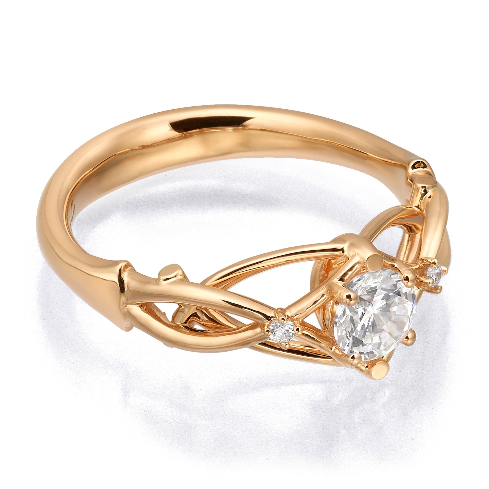 Celtic Engagement Ring 18K Rose Gold and Diamond Engagement Etsy