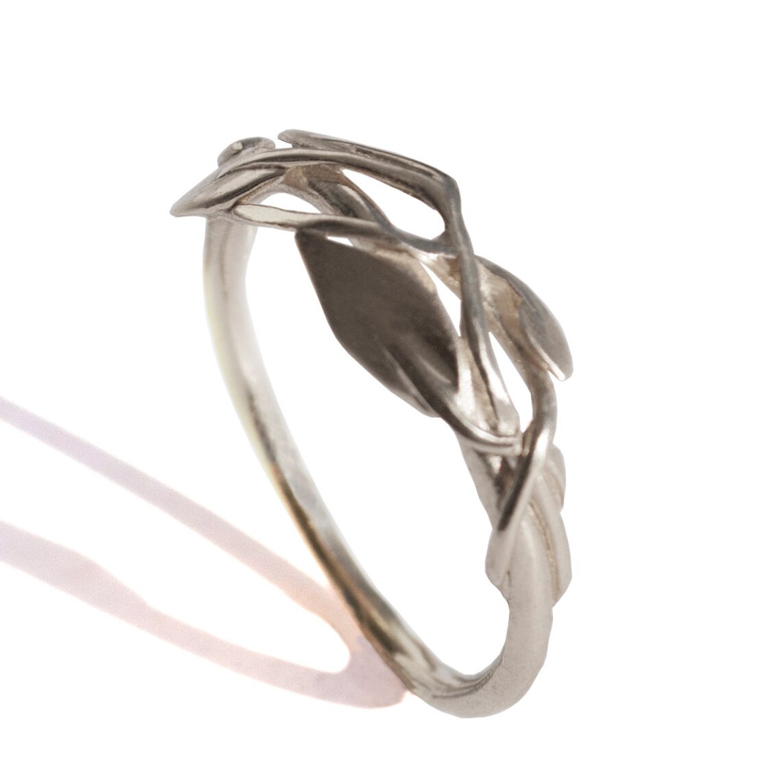 Leaves Ring18k White Gold Ring Leaf Ring Unisex Ring Etsy