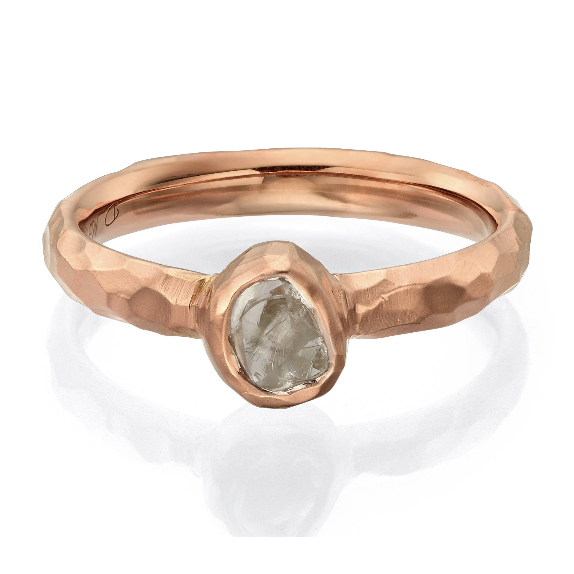 Raw Engagement Ring Rose Gold Rough Diamond engagement ring Etsy