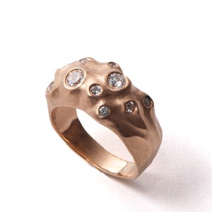 Solid 18k Rose Gold Multi Diamonds Engagement Ring