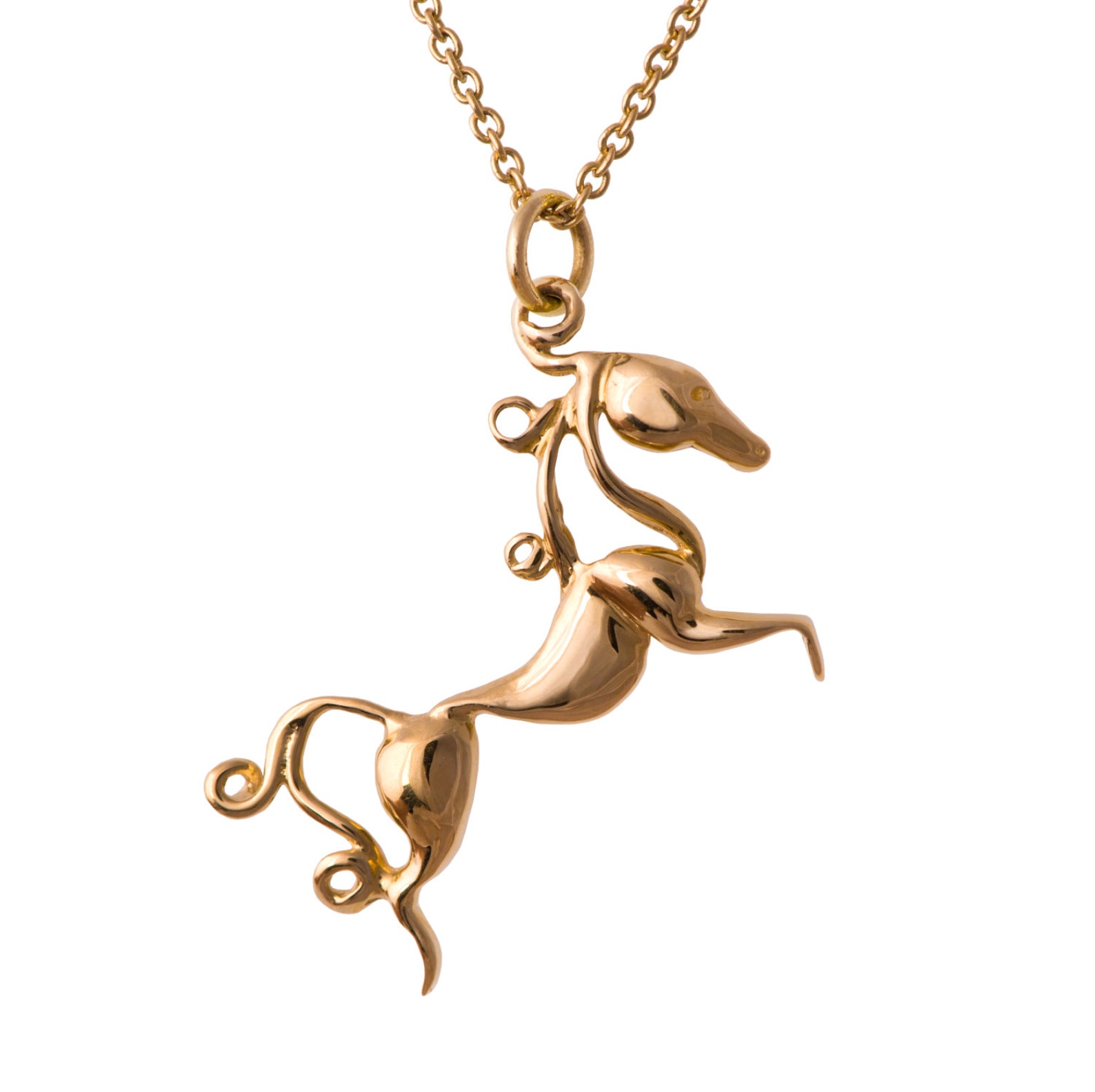 Horse Pendant, 18K Gold Pendant, 18K Gold Necklace, Horses Gold Pendant