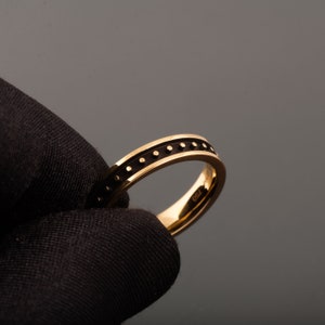 Men's Wedding Band, Black Band, 18K Gold Band, Steampunk wedding band image 6