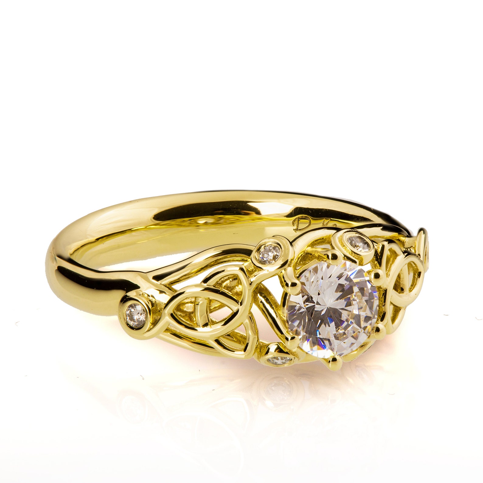 Knot Engagement Ring 18K Yellow Gold and Diamond Engagement Etsy