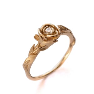 18k Rose Gold and Diamond Rose Engagement Ring