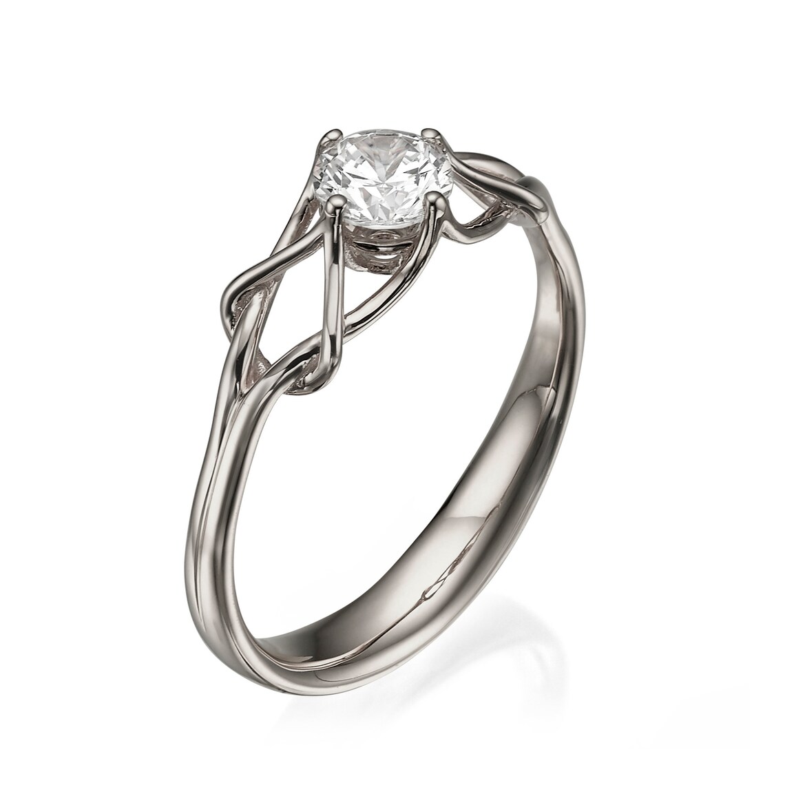 Celtic Engagement Ring 18K White Gold and Diamond Engagement Etsy