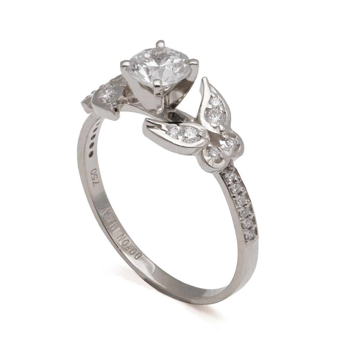 Butterfly Engagement Ring - 18K White Gold and Diamond Engagement Ring ...