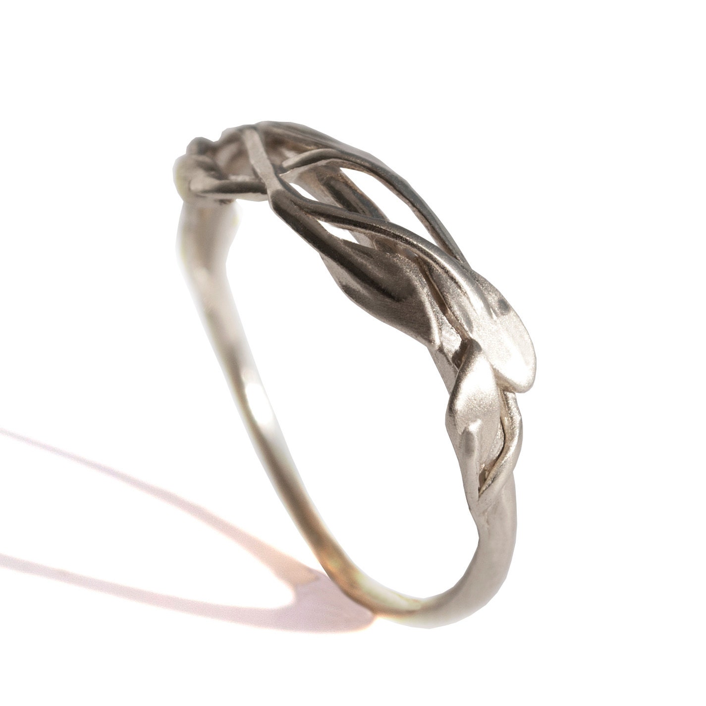 Leaves Ring18k White Gold Ring Leaf Ring Unisex Ring Etsy