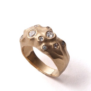 Solid 18k Gold Multi Stone Diamonds Ring