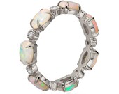 Opal engagement ring, Opal Eternity ring, Opal Jewelry, Unique Engagement ring, White Gold Opal Ring, Opal Diamond ring, eternity band