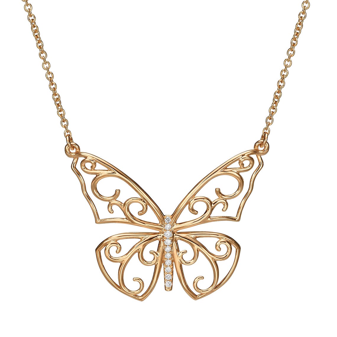 Butterfly Pendant Rose Gold Butterfly Pendant Large Etsy