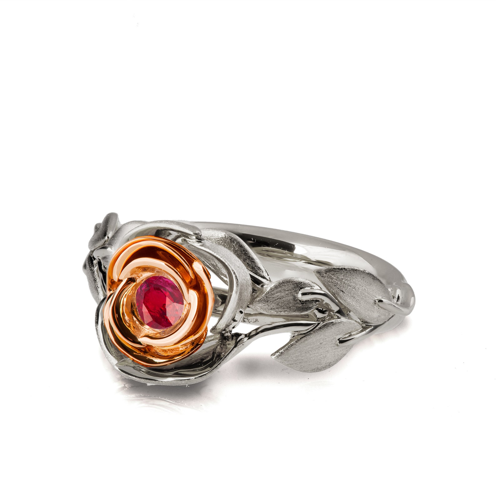 Rose Engagement Ring Rose Gold and Ruby Engagement Ring - Etsy