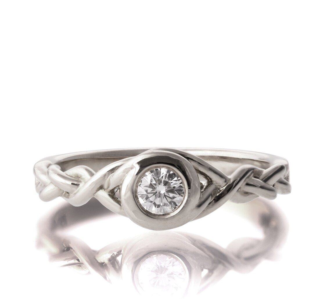 Braided Pattern 18ct White Gold 4mm Wedding Ring main image 0