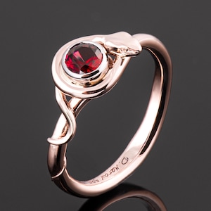 18K Rose Gold and Platinum Ruby Snake Engagement Ring