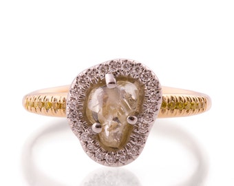 Raw Diamond Ring - 18K Gold and Rough Diamond engagement ring, Unique Engagement ring, rough diamond ring, raw diamond engagement ring