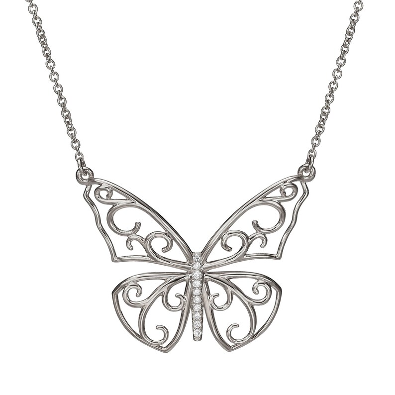 Butterfly Pendant White Gold Butterfly Pendant Large Etsy