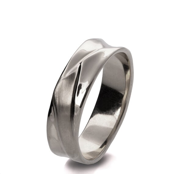 Waves No.5 18K White Gold Ring Unisex Ring Wedding Ring | Etsy